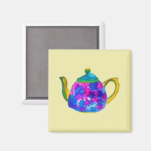 Aimant Théière à aquarelle (Recto/Verso)