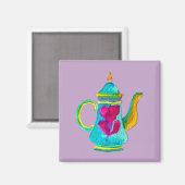 Aimant Théière turque colorée aquarelle (Recto/Verso)