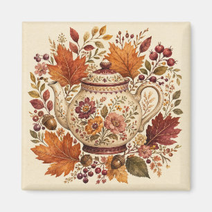 Aimant Théière vintage automne Feuilles d'automne Botaniq