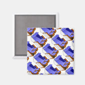 Aimant thématique Chaises de plage bleues et blanc (Recto/Verso)