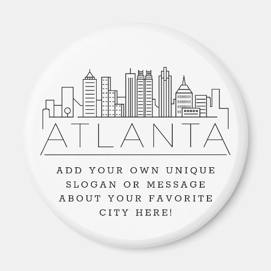 Aimant Thème Atlanta | Message de ville personnalisé ou S (Devant)