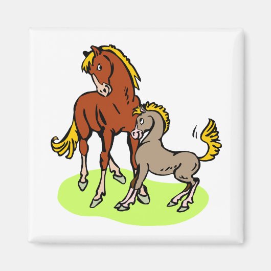 Aimant Thème Cheval Eau Cute Foy Mare Spunky Cartoon (Devant)