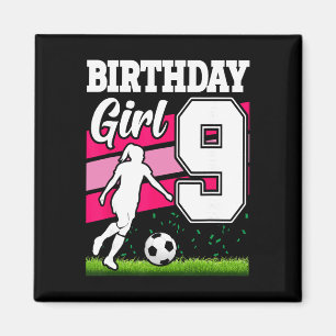 Aimant Thème de fête d'anniversaire de football pour fill