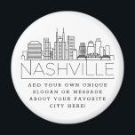 Aimant Thème de Nashville | Message de ville personnalisé<br><div class="desc">Un service d'aimant unique représentant la belle ville de Nashville, Tennessee. Ce porte - clé présente une illustration stylisée de l'horizon unique de la ville avec son nom en dessous. Sous le nom de la ville se trouve un endroit pour votre slogan ou déclaration unique sur votre ville préférée. Un...</div>