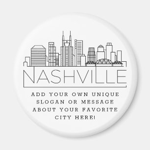 Aimant Thème de Nashville   Message de ville personnalisé