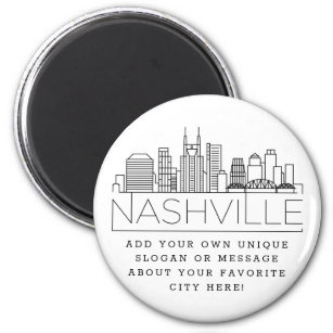 Aimant Thème de Nashville   Message de ville personnalisé