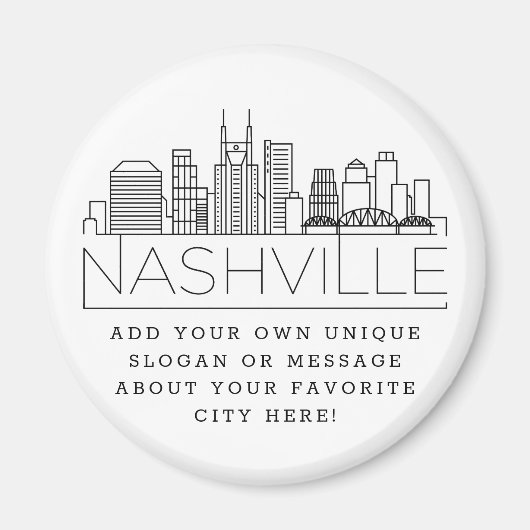 Aimant Thème de Nashville | Message de ville personnalisé (Devant)