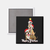 Aimant Thème de Noël Pitbull Joyeux Pitmas pour D (Recto/Verso)