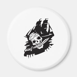 Aimant Thème de pirates avec clipper, épée et squelette