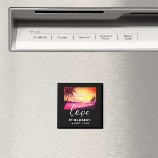 Aimant Thème mariage Plage tropicale Coucher de soleil Co (In Situ (Lave-vaisselle))