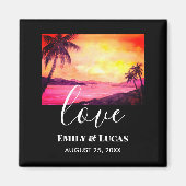 Aimant Thème mariage Plage tropicale Coucher de soleil Co (Devant)