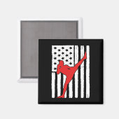 Aimant Thème Muay Thai Drapeau Américain Graphisme Kickb (Recto/Verso)