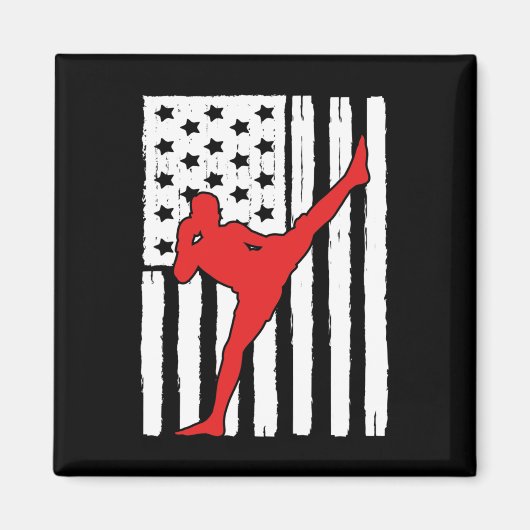 Aimant Thème Muay Thai Drapeau Américain Graphisme Kickb (Devant)