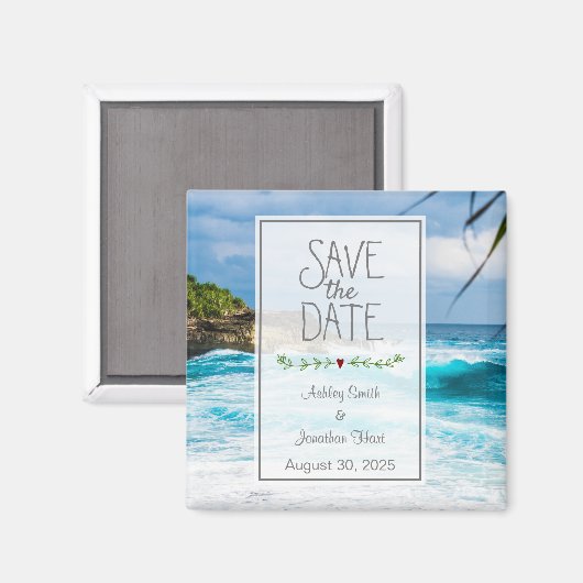 Aimant Thème plage Enregistrer la date (Recto/Verso)