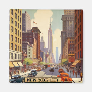 Aimant Thème rétro de voyage de style New York City vinta