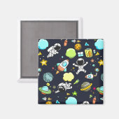Aimant Thème spatial cool - Astronauts & Rocket Ships (Recto/Verso)