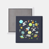 Aimant Thème spatial cool - Astronauts & Rocket Ships (Recto/Verso)