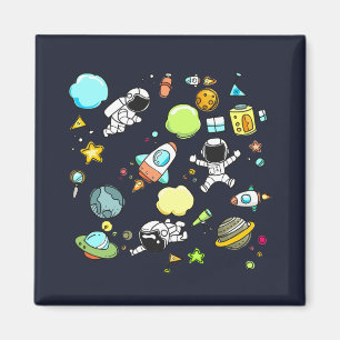 Aimant Thème spatial cool - Astronauts & Rocket Ships