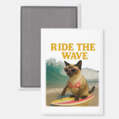 Aimant Thème surf pour chat siamois (Recto/Verso)