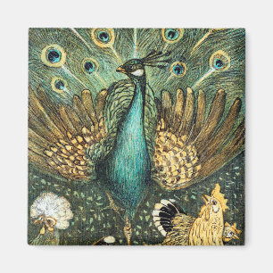 Aimant Theo Van Hoytema Vintage Peacock Open Wings Peafow