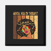 Aimant Thérapeute en santé mentale Afro Femmes Noir Histo (Devant)
