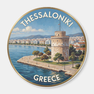 Aimant Thessalonique Grèce Tour Voyage Tour blanche en bo