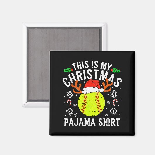 Aimant This Is My Softball Christmas Pajama Shirt Srt Men (Recto/Verso)