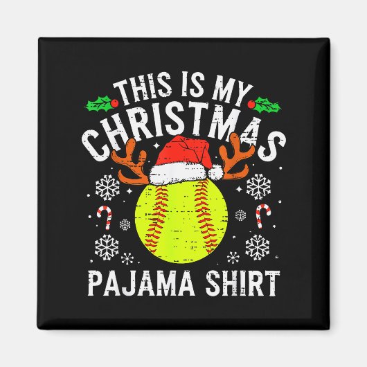 Aimant This Is My Softball Christmas Pajama Shirt Srt Men (Devant)