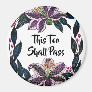 Aimant "This Too Shop Pass" Aquarelle Lily Wreath