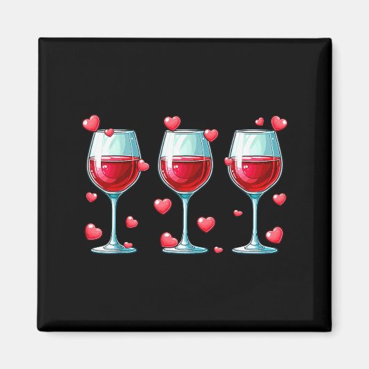 Aimant Three Gles Of Wine Valentine's Day Couple Funny Dr (Devant)
