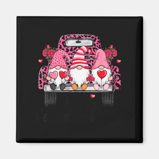 Aimant Three Gnomes And Leopard Truck Happy Valentine's D (Devant)