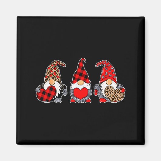 Aimant Three Gnomes Valentine Plaid Buffalo Leopard Coupl (Devant)