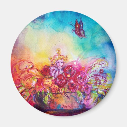 AIMANT THUMBELINA, PANIER À FLEURS ET BOUTEILLE (Devant)