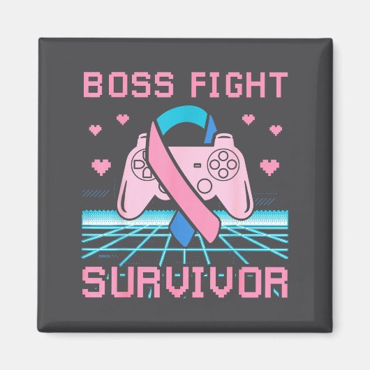 Aimant Thyroid Cancer Awareness Boss Fight Survivor Gamer (Devant)