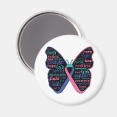 Aimant Thyroïde Cancer Papillon Collage de mots (Recto/Verso)