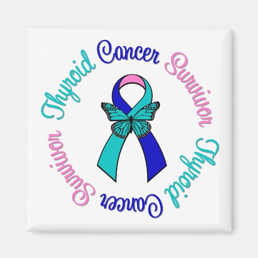 Aimant Thyroïde Cancer Survivante Papillon Ruban (Devant)