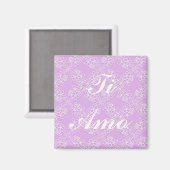 Aimant ti amo. motif en dentelle violette florale. texte. (Recto/Verso)