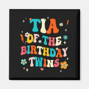 Aimant Tia des jumeaux d'anniversaire Garçons Filles Fête