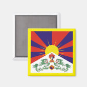 Aimant Tibet, Lions de Neige, Drapeau Tibétain - L'Himala (Recto/Verso)