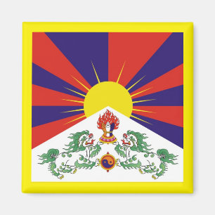 Aimant Tibet, Lions de Neige, Drapeau Tibétain - L'Himala