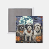 Aimant Tibétain Terrier Halloween Effrayant (Recto/Verso)