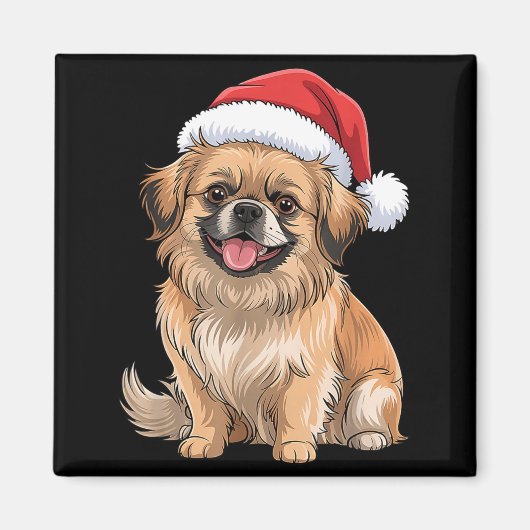 Aimant Tibetan Spaniel Dog Christmas Santa Hat Pet Dog Lo (Devant)