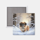 Aimant Tibetan Spaniel Qu'il neige Noël  (Recto/Verso)