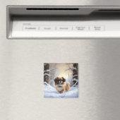 Aimant Tibetan Spaniel Qu'il neige Noël  (In Situ (Lave-vaisselle))