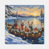 Aimant Tibetan Terrier Christmas Boat Holiday (Devant)