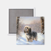 Aimant Tibetan Terrier Qu'il neige Noël (Recto/Verso)