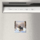 Aimant Tibetan Terrier Qu'il neige Noël (In Situ (Lave-vaisselle))
