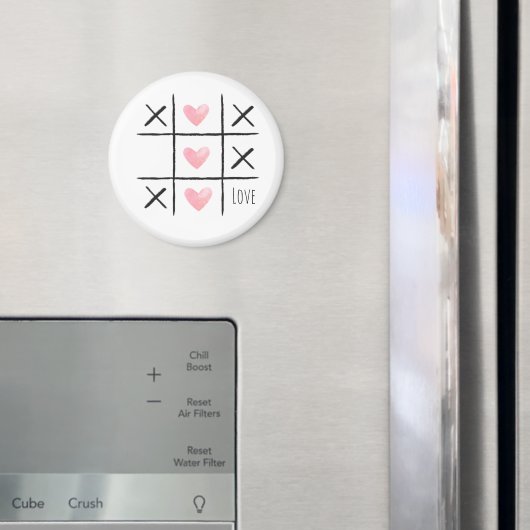 Aimant Tic Tac Toe Cœurs Amour Rose (In situ (réfrigérateur))