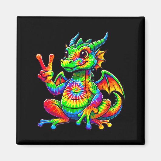 Aimant Tie-dye Dragon Peace Sign Hipe (Devant)