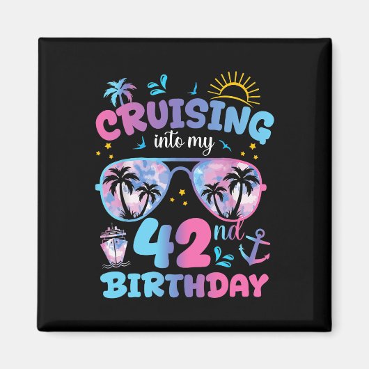 Aimant Tie Dye navigue vers mon 42e anniversaire Sungles (Devant)